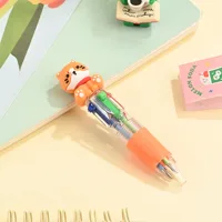 5/10Pcs Cute Animal 4-Color Retractable Ballpoint Pens, Transparent Multi-Color Mini Pocket Pens, Cartoon Silicone Topper Multic 6