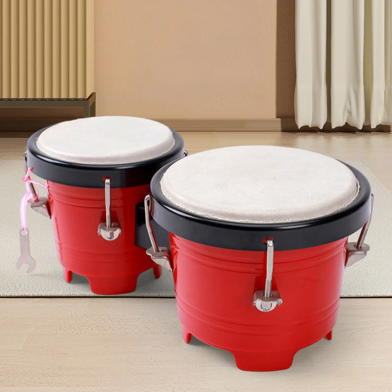 Professional Percussion Bongos Drum Set Tuning African Hand Drum Educational Music Instruments for Beginners Boys Girls Kids