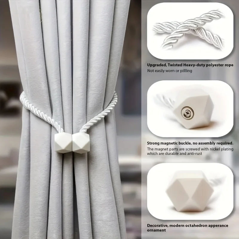 Embrasses De Rideaux Magnétiques LEMLIN – 2 Pièces, Sans Perçage, Réglables, Couleur Beige Naturel - 11