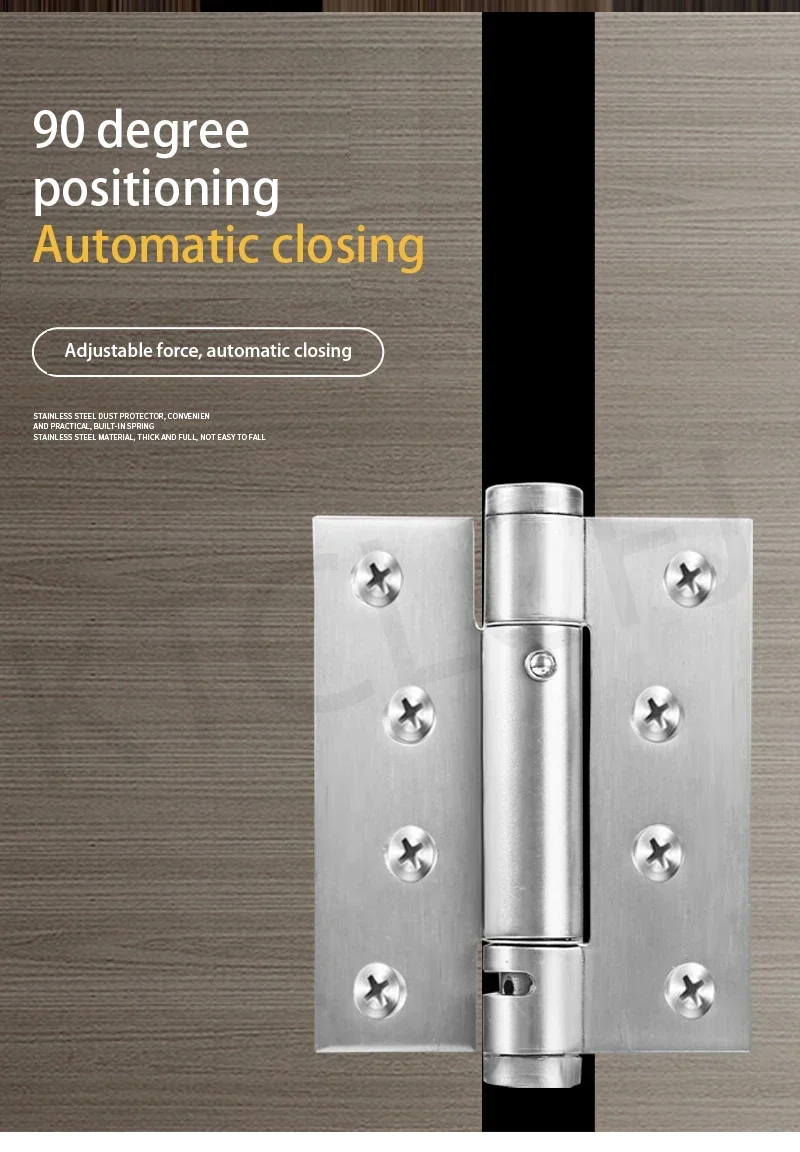 Description Picture 5 of item4 "5" 304 Stainless Steel Spring Hinge Hydraulic Buffer Invisible Door Damping Hinge Automatic Door Closing Rebound Door Closer