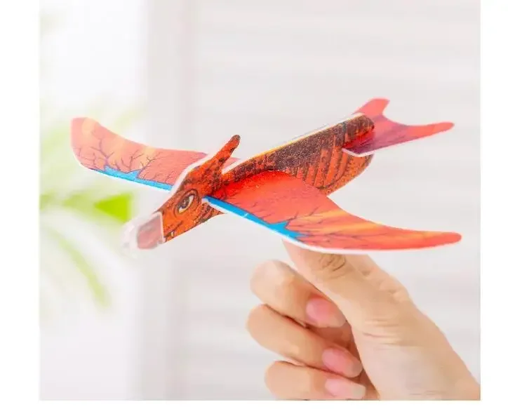 25Pcs Cartoon Dinosaur Hand Throw Flying Glider Planes Foam Airplane Outdoor Toys for Kids Birthday Party Favors Pinata Fillers