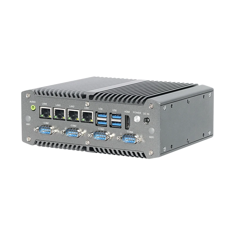 

Fanless Intel i7-10510U Industrial Mini PC 4x GbE LAN POE 6x COM RS232 RS485 GPIO LVDS 4G LTE Windows Linux 9V-36V Input