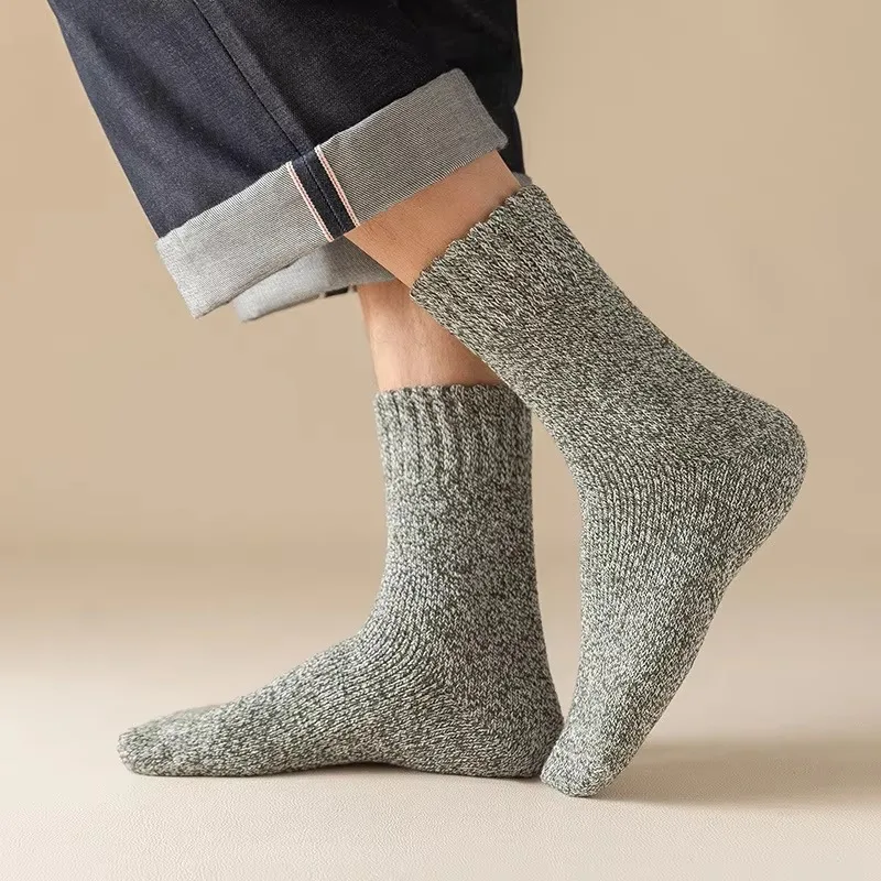 Men Socks 1/5pairs Winter Merino Wool Super Thick Warm Harajuku Retro Snow Casual Antifreeze Cashmere