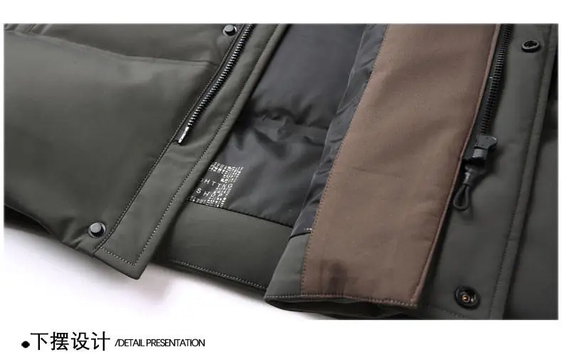 Business Casual Kapuzen-Enten-Daunenjacke 2025, Winter, warme Mütze, abnehmbarer mittellanger Puffermantel, Oberbekleidung, winddicht, gepolsterte Kleidung – Detail 25