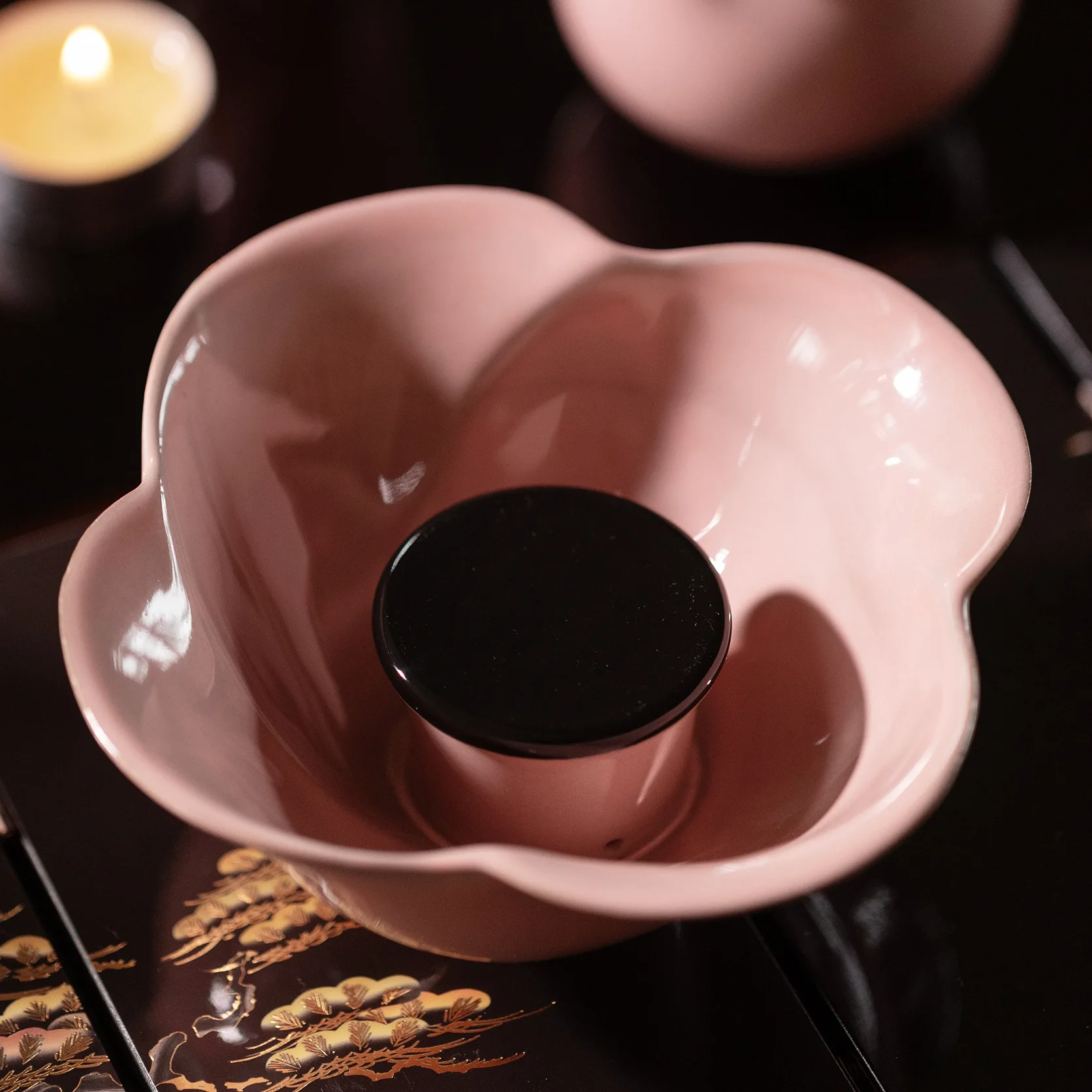 일본 스타일 꽃잎 차 트레이 고급스러운 디자인 가정용 물받이 쿵푸 차 세트 드라이 버블 플레이트 포트 홀더