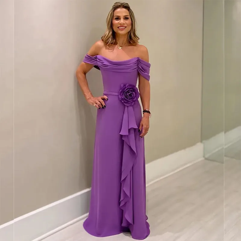 

Pleat Flower Mermaid Evening Dresses Off the Shoulder Ruffles Formal Gown Bespoke Womens Special Occasion Dress