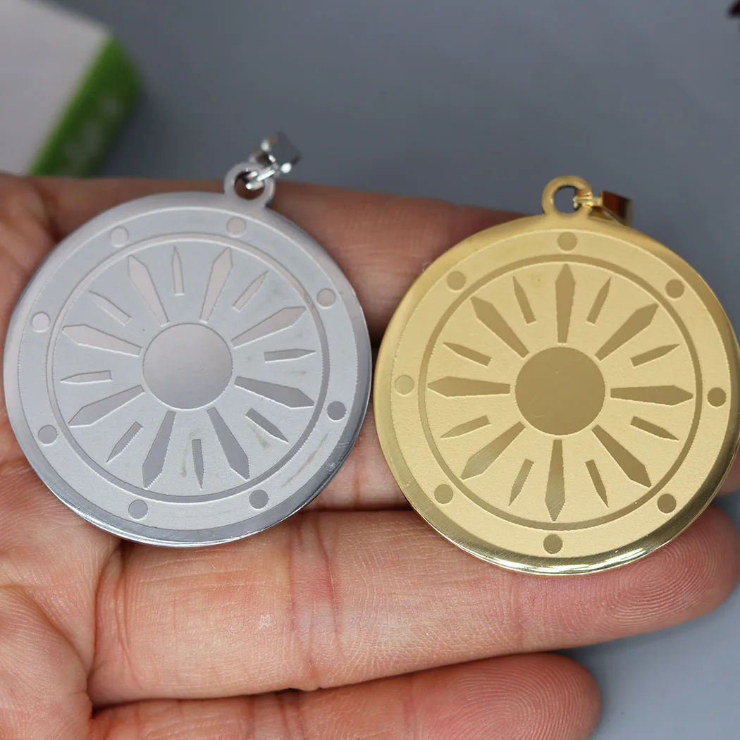 2pcs Greek Sun Round Medal Talisman Charm Stainless Steel Pendants for Necklace Bracelets Jewelry Making Supplies Wholesale