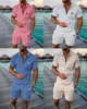 2025 Men's trendy summer short sleeve printed suit Beach style series creative pattern lapel breathable suit 1