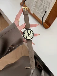 Leather Loop Bracelet Strap for Galaxy Watch - Premium Replacement Band (Grayish brown)