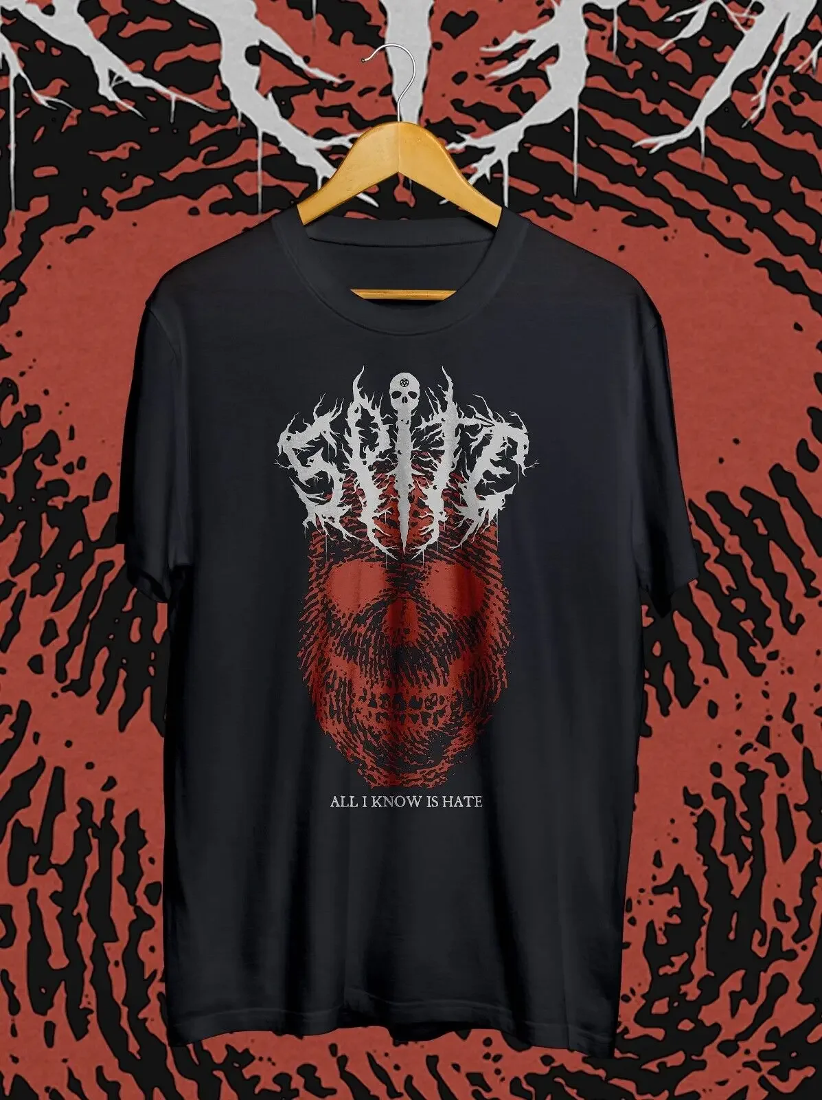 

Футболка с тяжелым металлическим ремешком Spite All I знаю Is Hate Man Модный черный и белый цвет!