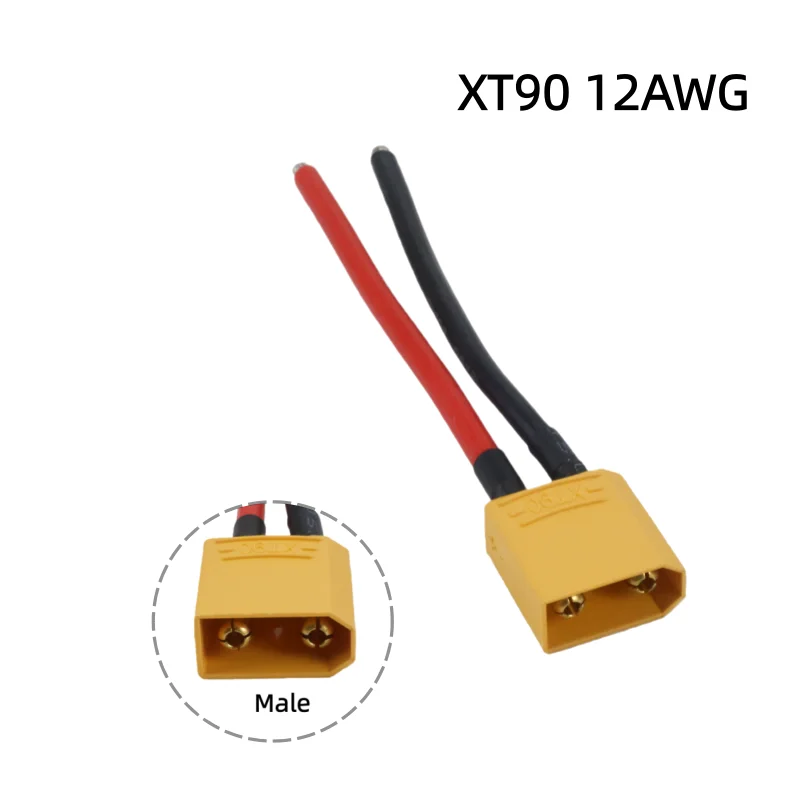 Lot de deux paires de connecteurs XT90 mâle femelle 12AWG, adaptés pour batterie RC.
