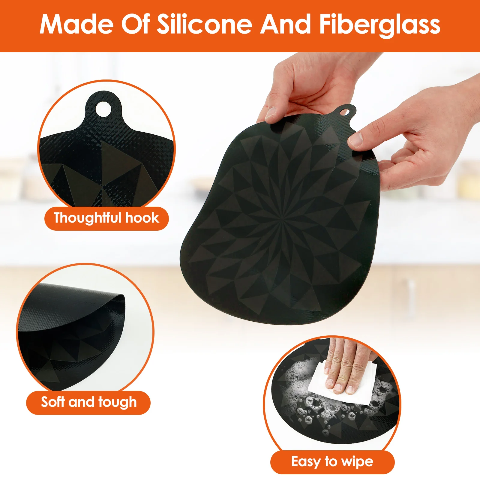 4Pcs Induction Silicone Mat Thermochromic Round Induction Cooktop Mat Nonslip Countertop Protector Mat for Home Kitchen Cooking