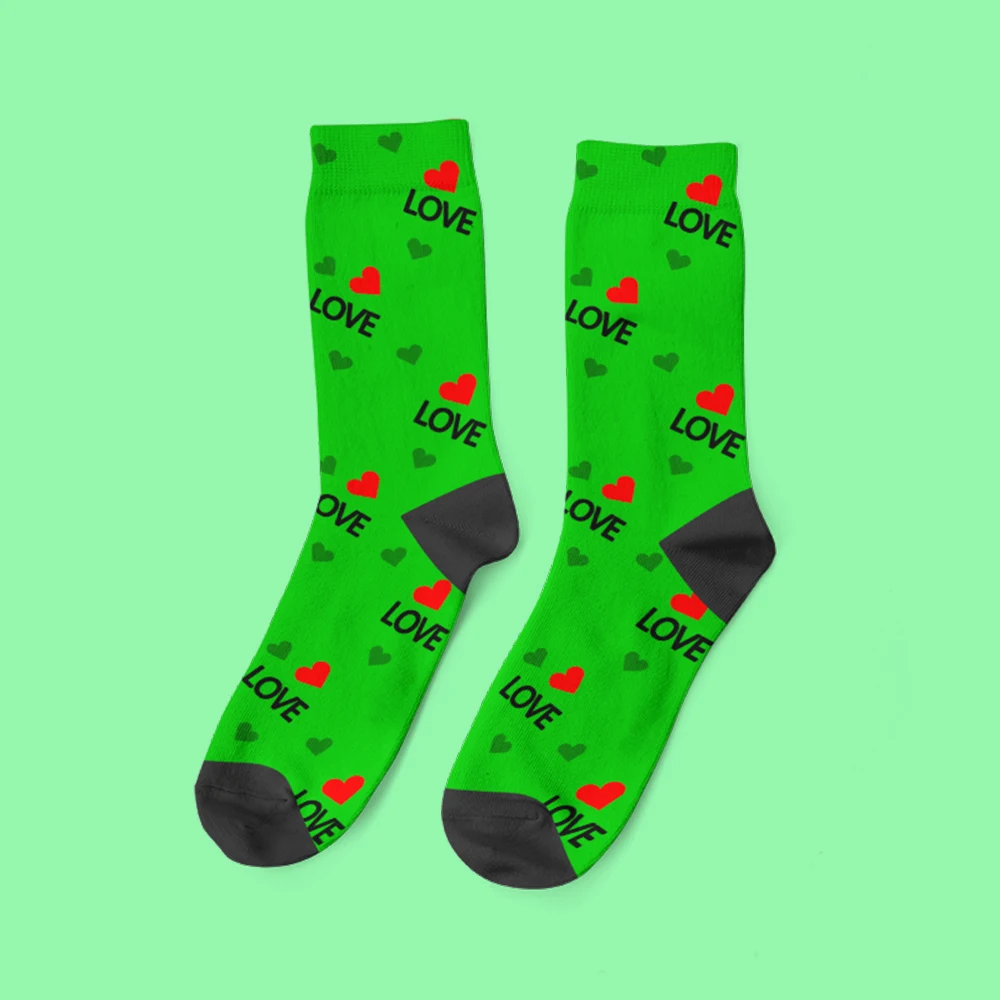 DIY custom socks heart with your photo couple casual fun novelty breathable face personalized photo logo pet stockings gift