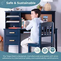 Kids Wooden Desk & Chair Set with Hutch Storage Shelves Drawers Corkboard Study Workstation for Bedroom, Customized 3
