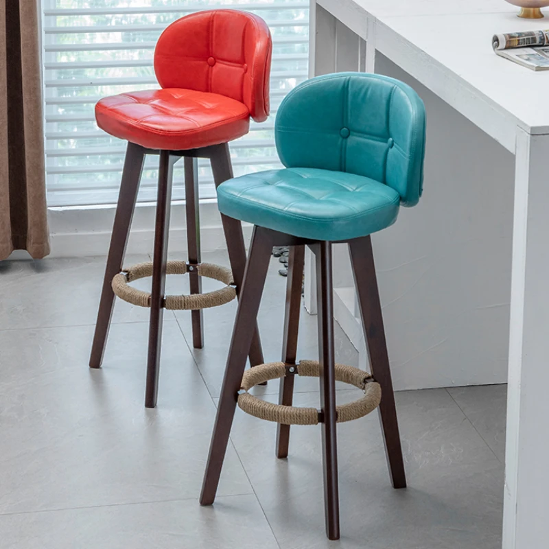 

Swivel Height Wooden Bar Chairs Design Restaurant Minimalist Modern Luxury Bar Chairs Nordic Kitchen Banqueta Furniture SR50BC