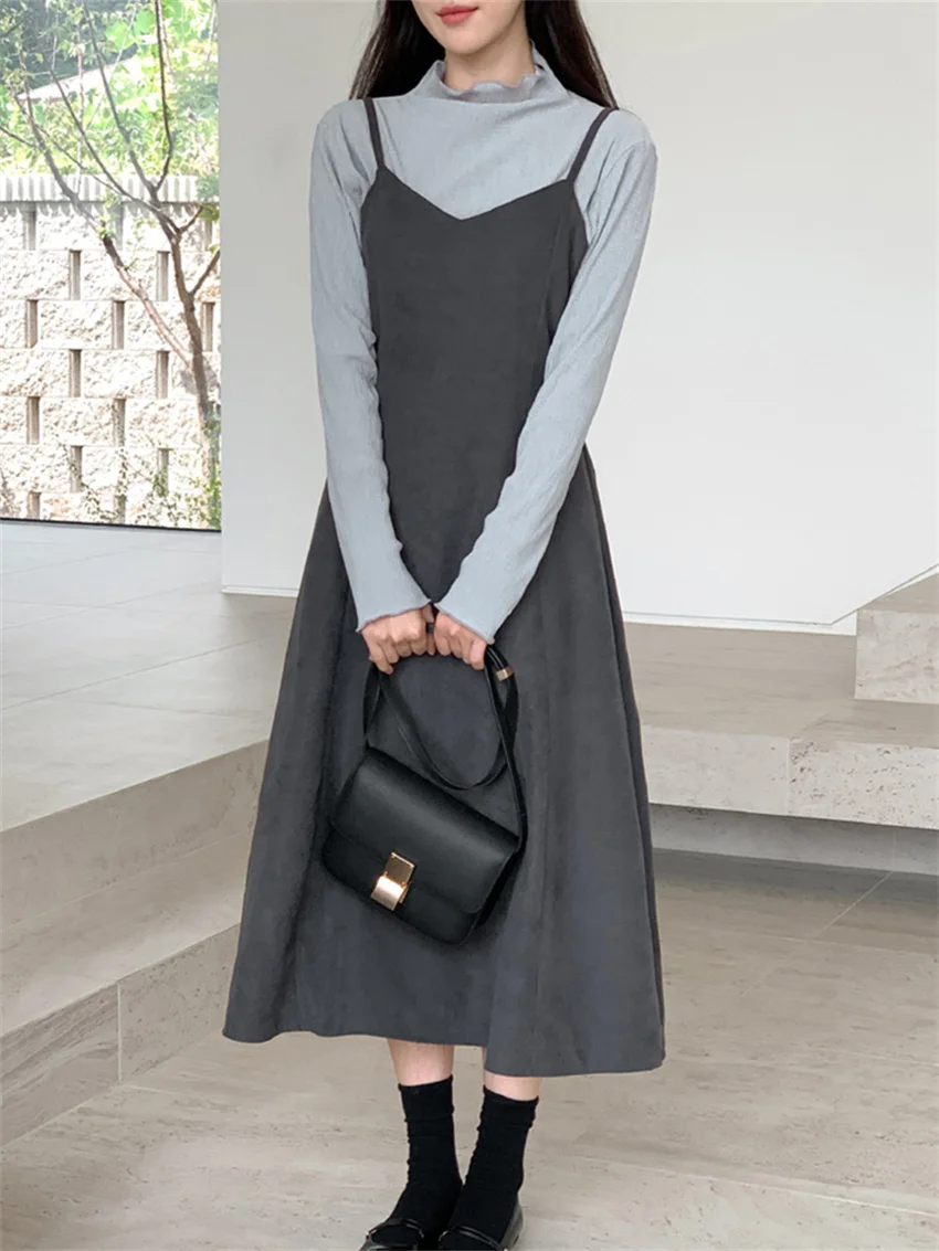 

Женское повседневное длинное платье Alien Kitty, элегантное однотонное облегающее платье-комбинация в стиле High Street, универсальное минималистское платье для офиса, весна 2024