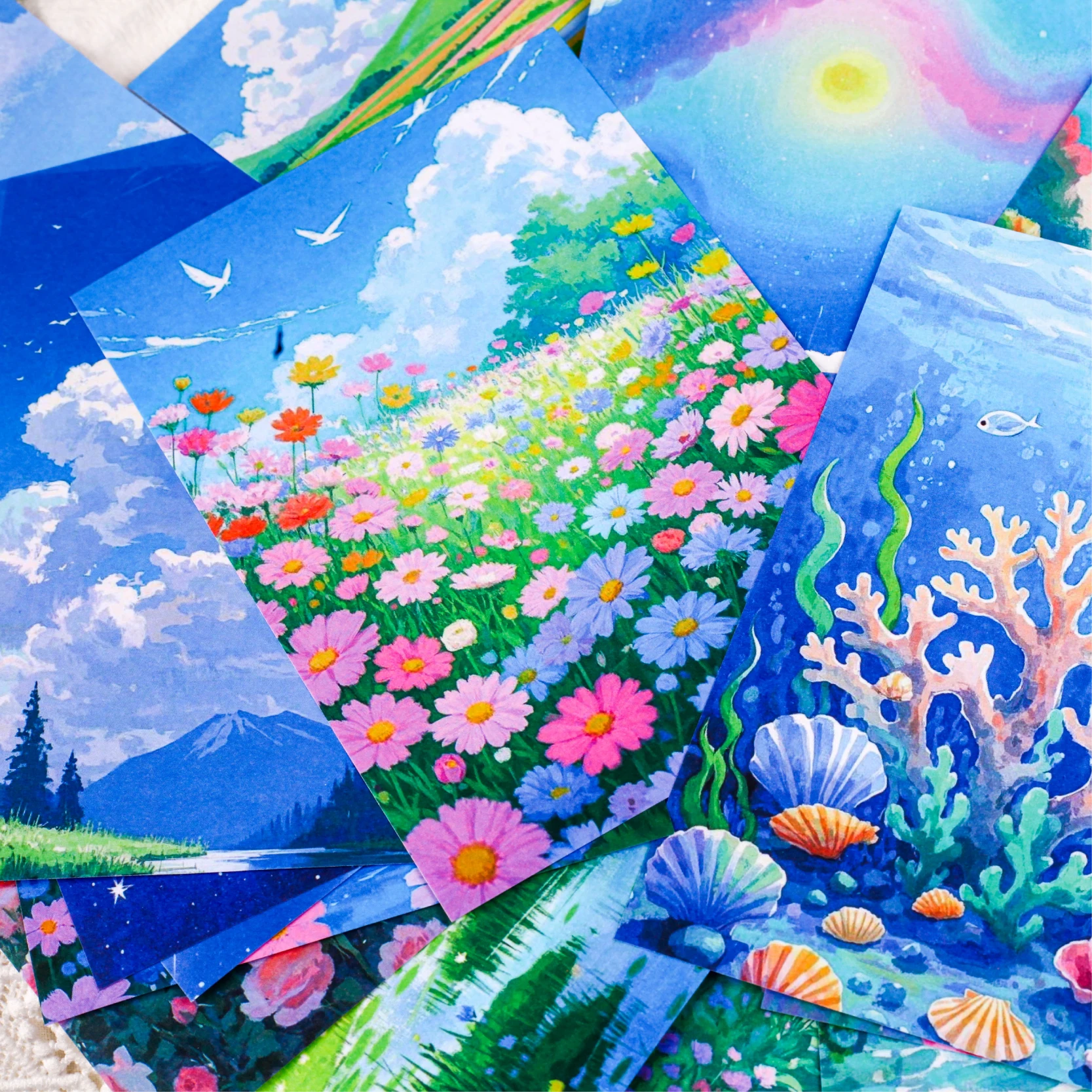 20pcs Stars， Oceans， Forests, Mountains, Clouds, Flowers View Materials Paper DIY Handmade Materials Scrapbook Decoration paper 6