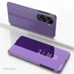 Leather Mirror Flip Stand Phone Case - Elegant Cover with Built - in Holder for Honor X9B (Purple)