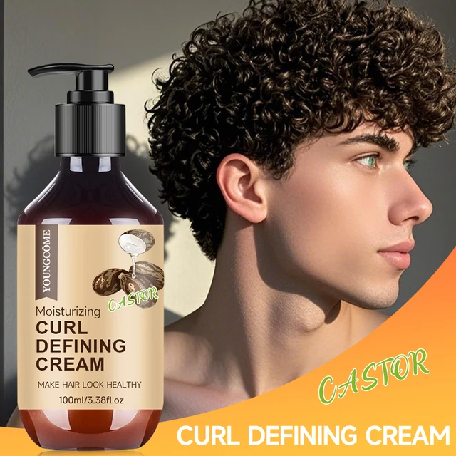 100ML Men's Castor Oil Curling Cream with Rosemary and Peppermint to Control Curling 1 100ML Men's Castor Oil Curling Cream with Rosemary and Peppermint to Control Curling 1