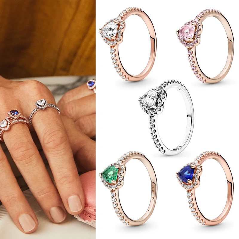 

Original 925 кольцо Silver Pan Ring Noble Heart Pan Ring For Women Wedding Party Gift Fashion Jewelry