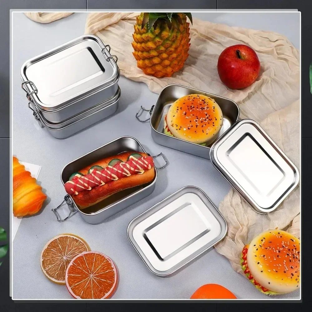 Stainless Steel Bento Box Metal Lunch Box Food Storage Containers with Lockable Clips Lunch Snack Boxes for Work,School - 5