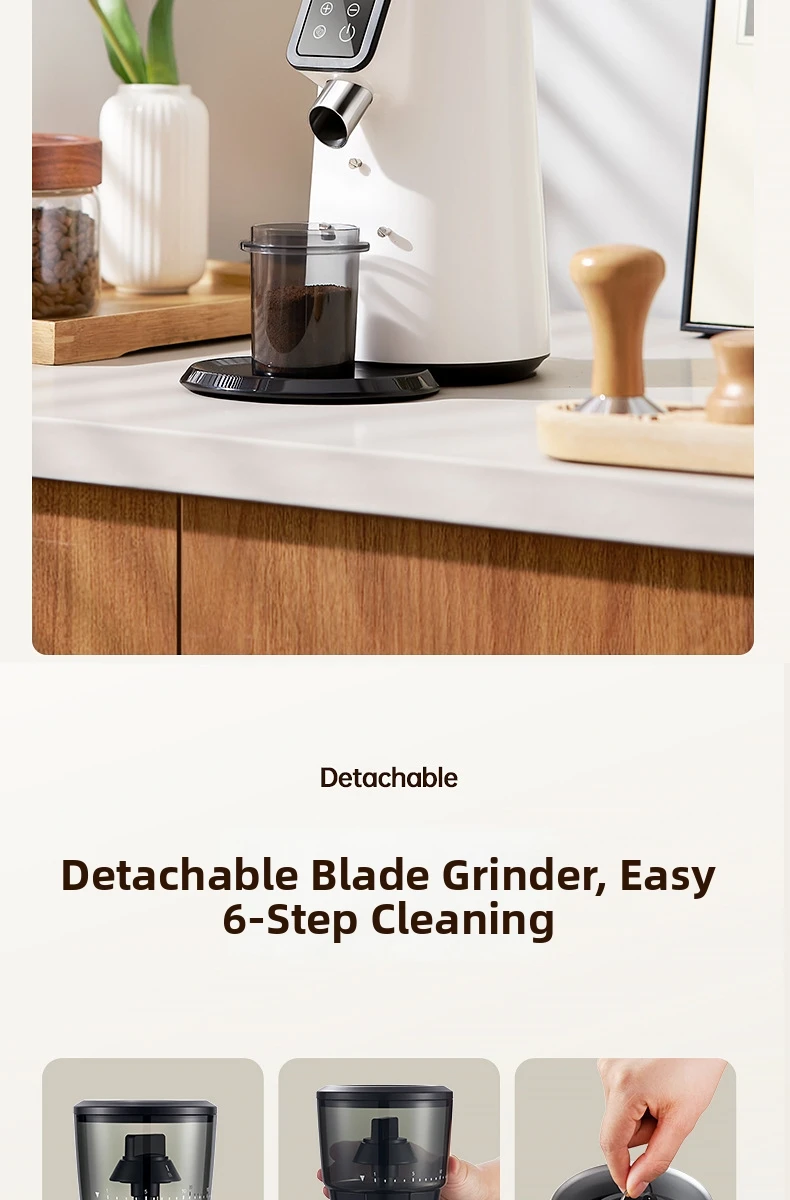 Automatische Elektrische Kaffeemühle für Espresso - Für Gewerbe & Haushalt mit Präziser Dosierung, Einstellbarer Mahlgradeinstellung, Edelstahl – Detail 17