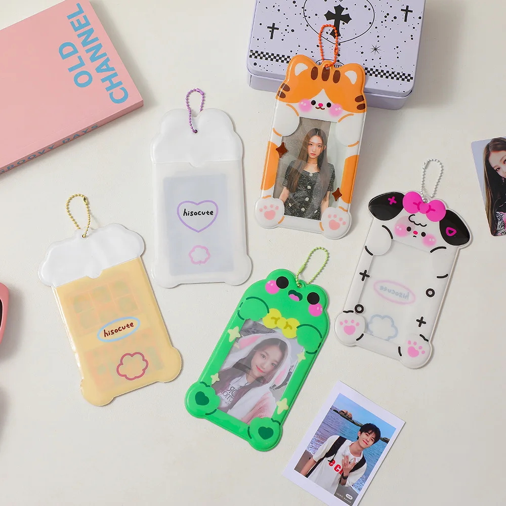 Summer PVC Photocard Holder Cartoon Animal Shaped Transparent Card Case Student Campus Card Access Bag 3-inch