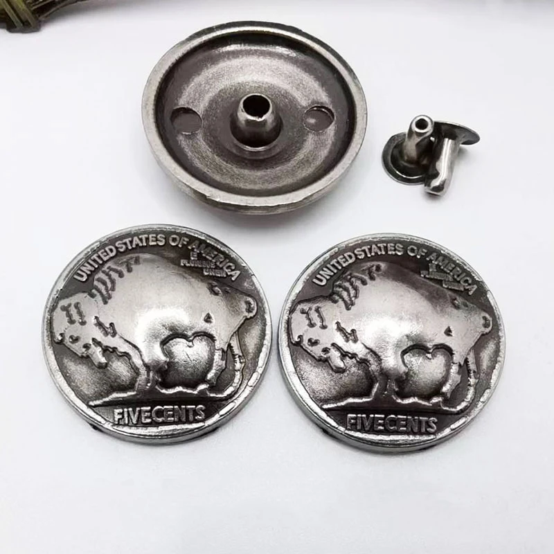 5pc 21.5MM Buffalo Nickel Concho Head Handmade Leathercraft American Coin Belt Conchos Rivet Back 5pc 21.5MM Buffalo Nickel Concho Head Handmade Leathercraft American Coin Belt Conchos Rivet Back