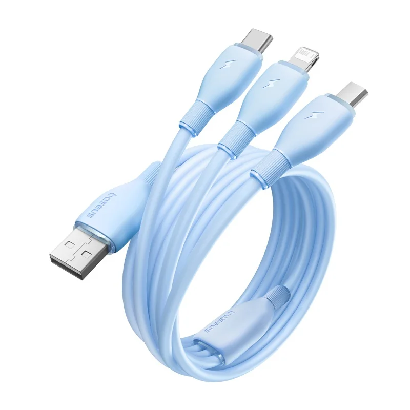 Baseus Ultra-Fast 3-in-1 Charging Cable, USB-A to Multi-Connector, 3.5A, 1.3m, Versatile Charging Solution