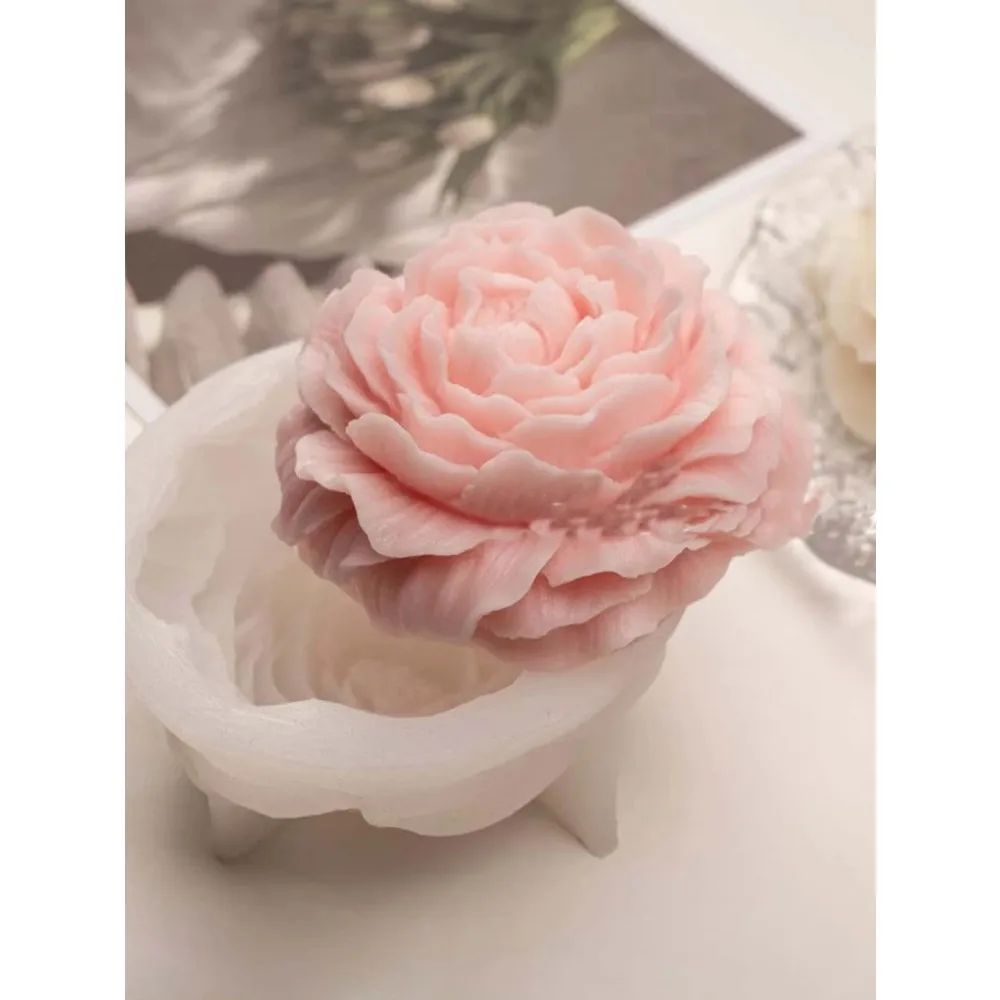 silicone mold 1PC 3D Peony Flower Candle Silicone Mold Mother's Day Candle Soap Mold Beeswax Soap Mold