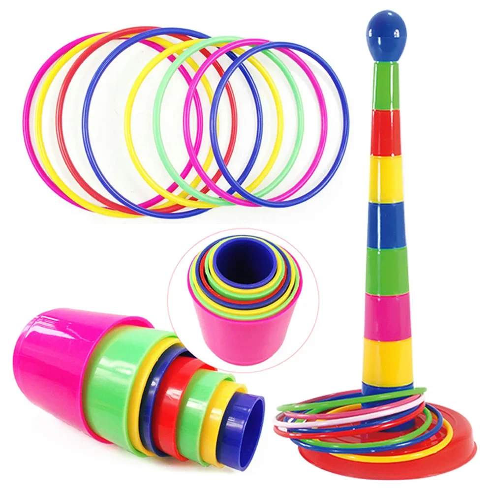 NEW Children Outdoor Fun & Toy Sports Circle Ferrule Stacked Layers Game Parent-Child Interactive Ferrule Throwing Game Kids