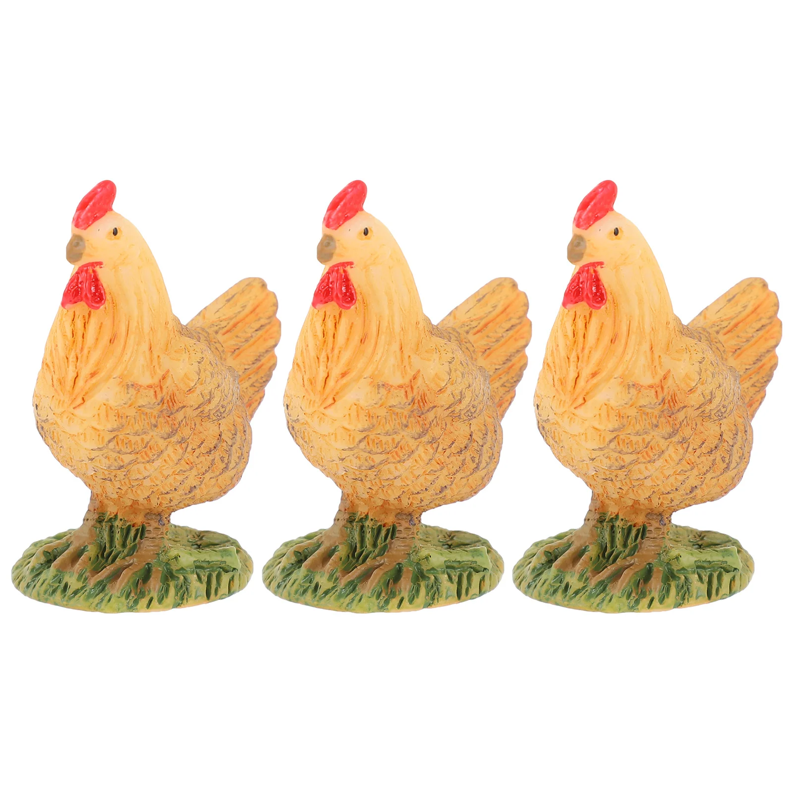 

Miniature Hen Family Chicken: Chick Farm Figurines 3pcs for Moss Landscape Terrarium Accessories