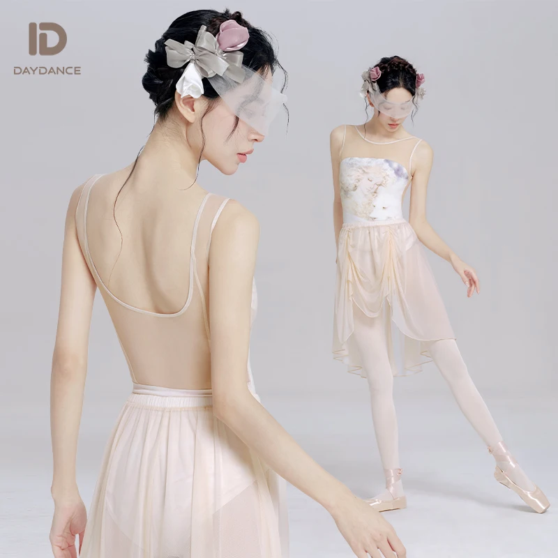 Women Ballet Leotard Printing Sleeveless Vest Dance Leotard Adult Bodysuit