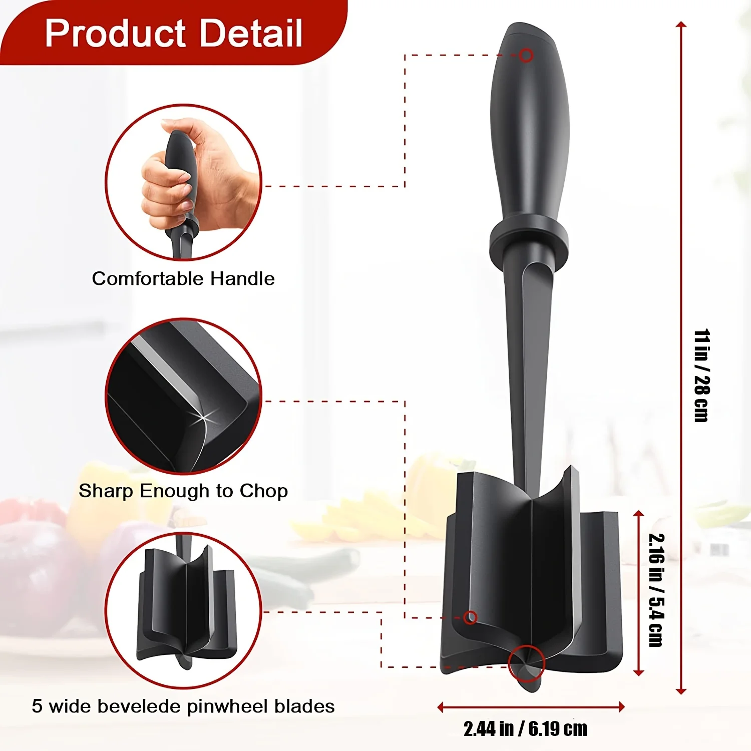 Meat Chopper Heat Resistant Meat Masher with Non-slip Handle Nylon Hamburger Chopper Ground Beef Masher 1/2pcs