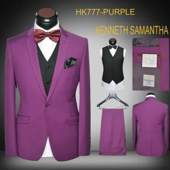 

Purple Wedding Suits For Men Formal Jacket Slim Fit 3 Piece Blazer Sets Custom Groom Prom Tuxedo Terno Masculino Costume Homme