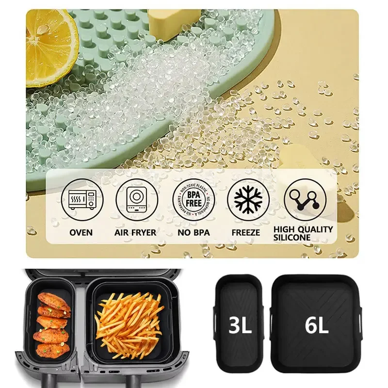 Silicone Liner for Rectangle Air Fryer - Versatile Basket Mold (Big & Small Sizes Available)