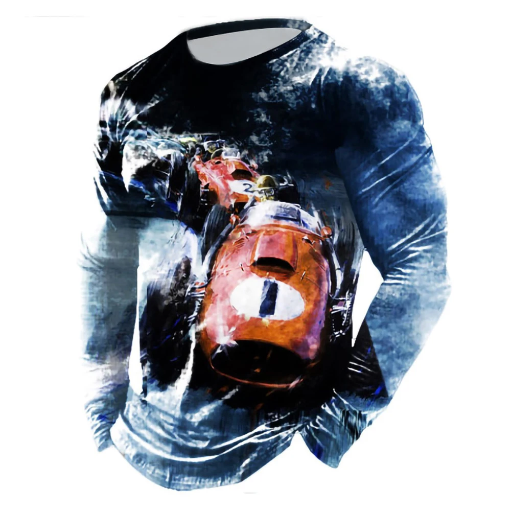 Retro Letter Printing T-shirt  Long-sleeved Men's Autumn and Winter Loose Motorcycle Casual Personality Fashion Skull Top Shirt