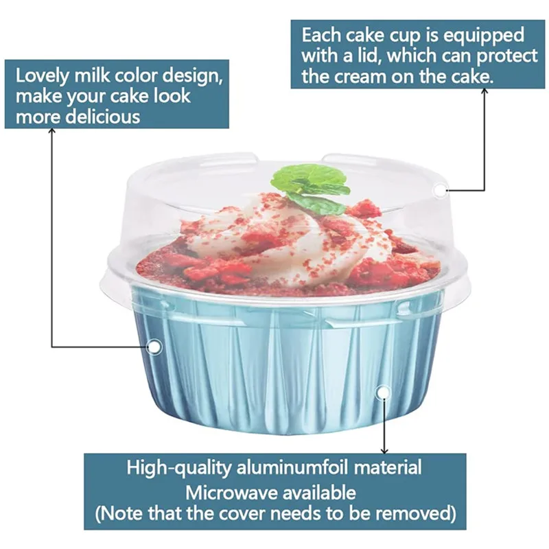 50 pz Foglio di Alluminio Cupcake Tazze Usa E Getta Muffin