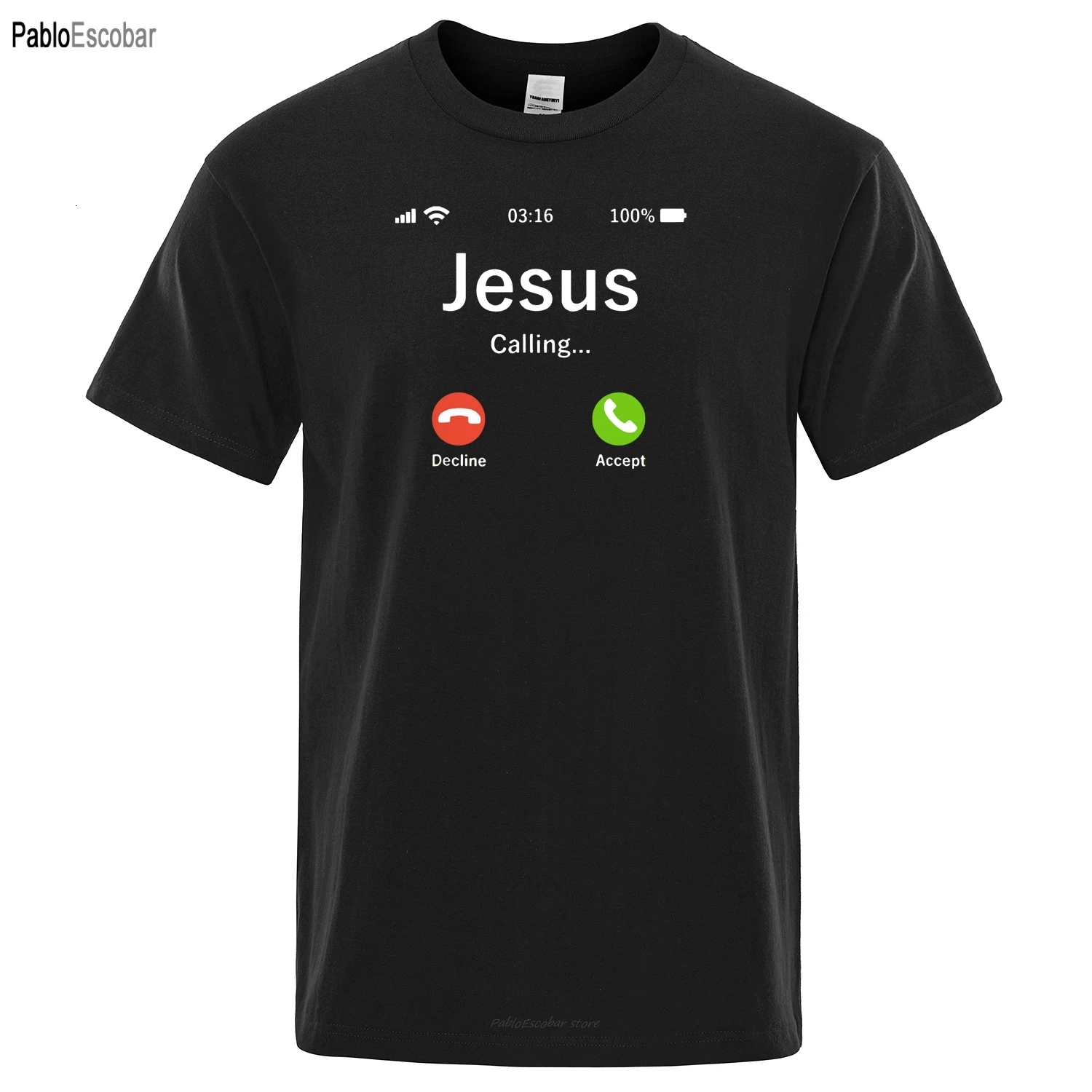 T-Shirt Da Uomo In Cotone Jesus Streetwear Funny Calling Accetta O Decline T-Shirt Da Uomo Design Che È La Domanda Top