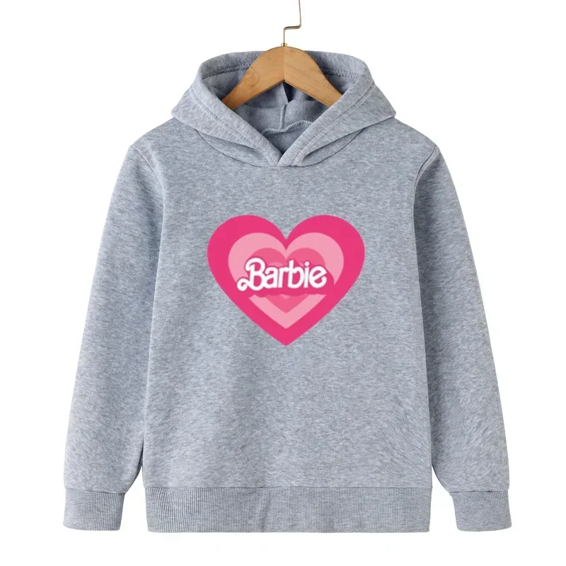thumbnail image 1 of Sudadera con capucha de forro polar con estampado de dibujos animados de Barbie para niña, sudadera Kawaii de manga larga, ropa para bebé, primavera y otoño, 1 of 5