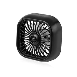 Enhanced Title: Mini USB Car Fan with 3 - Speed Control & Colorful LED Light - Air Vent Mount (Black)