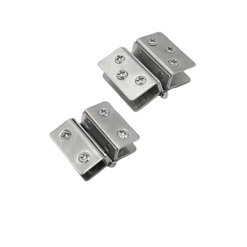 180 Degree Glass Door Hinge, Stainless Steel Double-sided Glass Hinge, Double-sided Clip, Non Perforated Door Hinge
