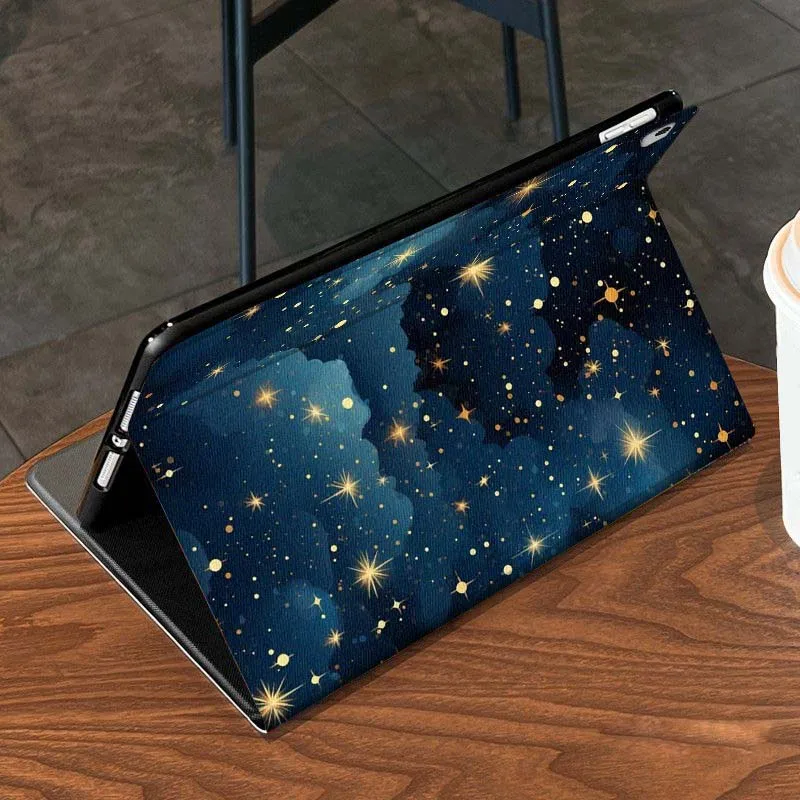 Cartoon Starry Night Sky Clouds Tablet Case