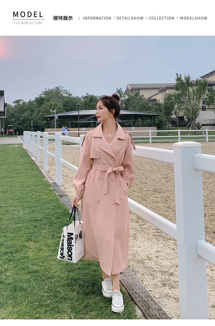 Women's Coat Pink Trench 2022 Spring Autumn Jacket Female Korean Sweet