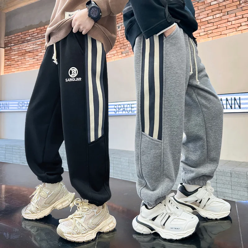 

Children Clothing New Pants for Teenage Boys Fashion Korean Sports Elastic Waist Kids Spring Autumn Schoool Trousers 4-14 Years