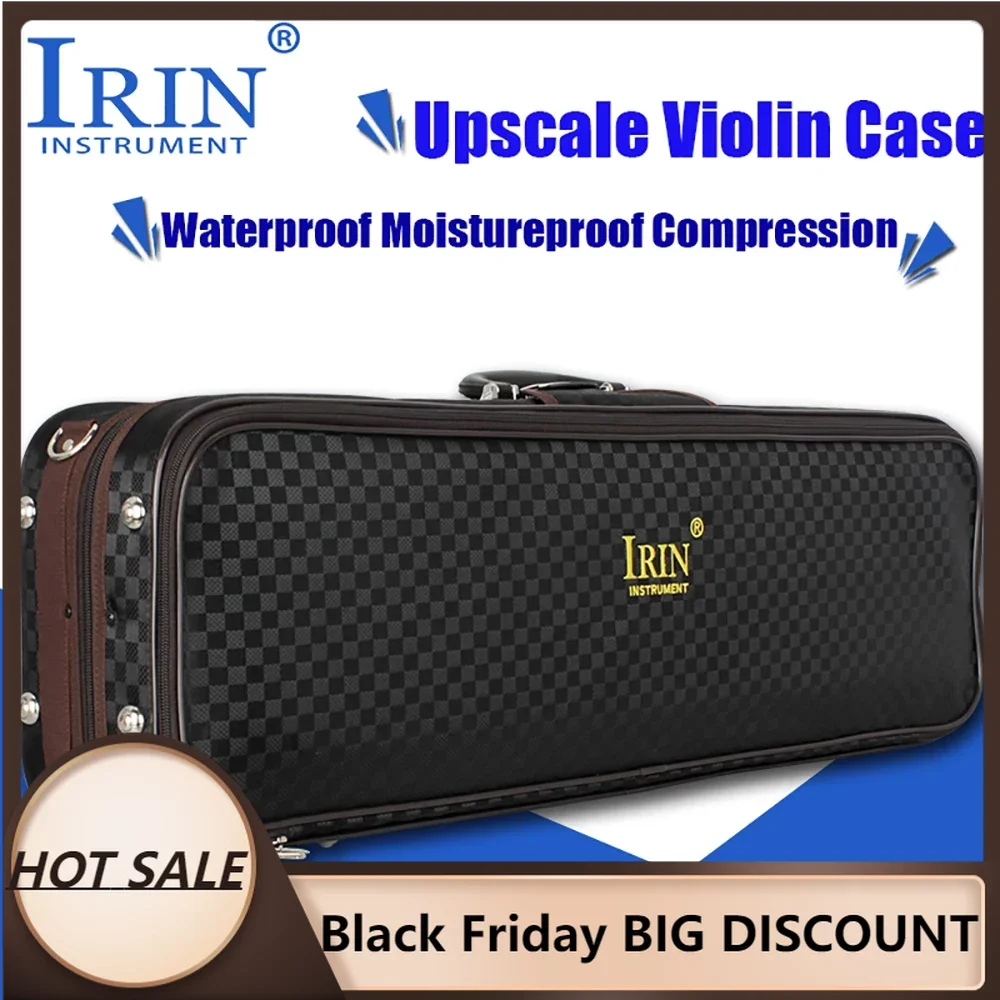 온도계가 있는 고급 4/4 바이올린 케이스, 금속 잠금 장치, 대형 보관함, 캔버스 및 플란넬 바이올린 보관함, 바이올린 액세서리