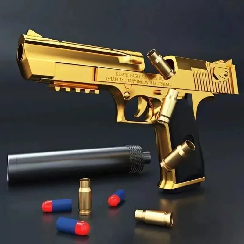 Toy Gun Desert Eagle Pistol Shell Soft Bullet Continuous Throwing