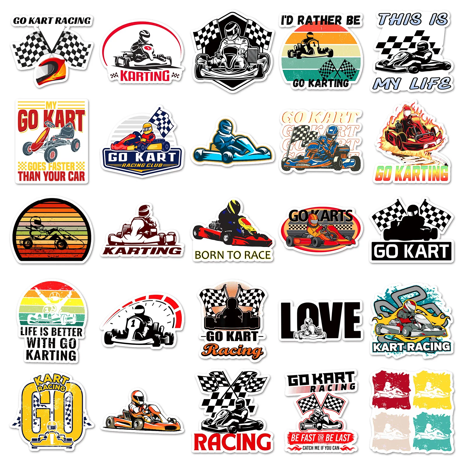 10/50PCS Karting scrapbook stickers DIY diary laptop luggage skateboard helmet phone graffiti decal fun stylish classic toys cartoon stickers decorative stickers graffiti stickers