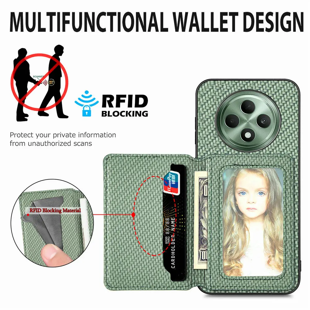 Leather RFID Wallet Card Holder Phone Case with Magnetic Closure