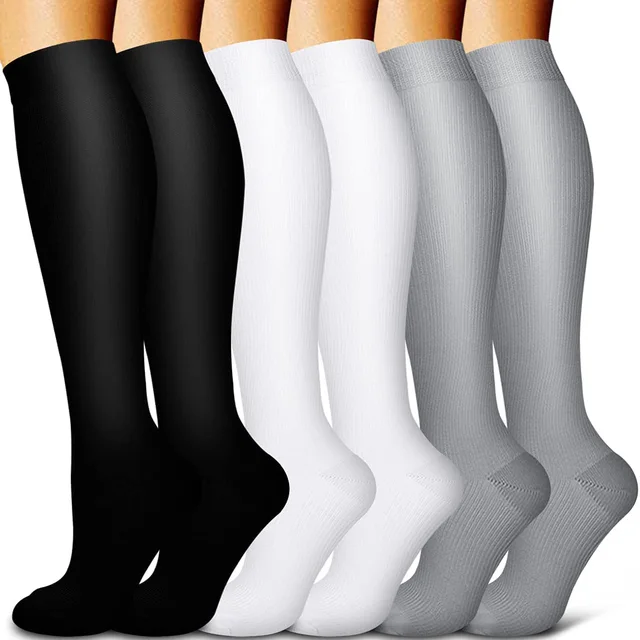 5/6 Pairs Men and Women Compression Socks Circulation Recovery Varicose Veins Nursing Travel Running Hiking Sports Socks 6 pairs-YY004